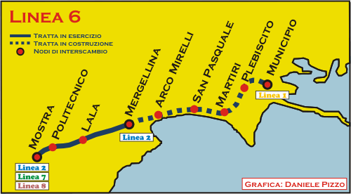 Tracciato della Linea 6 della metropolitana di Napoli (by Daniele Pizzo)