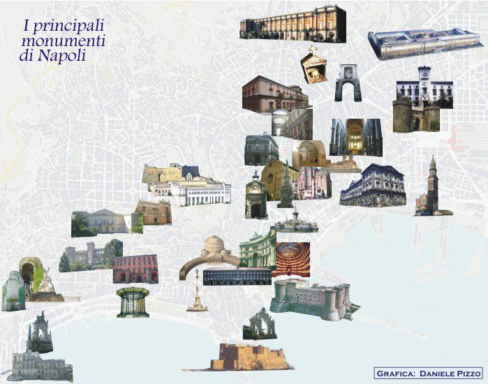Mappa dei principali monumenti di Napoli (copyright: Daniele Pizzo, 2007)