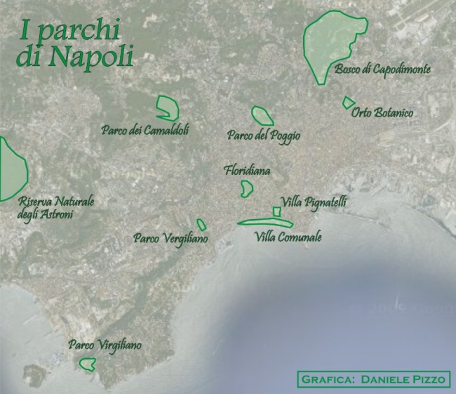 Mappa dei parchi di Napoli (copyright: Daniele Pizzo, 2009)