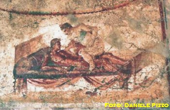 Un affresco di carattere erotico nel lupanare di Pompei