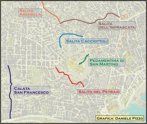 Mappa delle antiche saite e discese di Napoli (Daniele Pizzo)