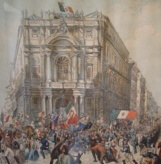 Garibaldi acclamato dal popolo napoletano in Palazzo Doria d'Angri